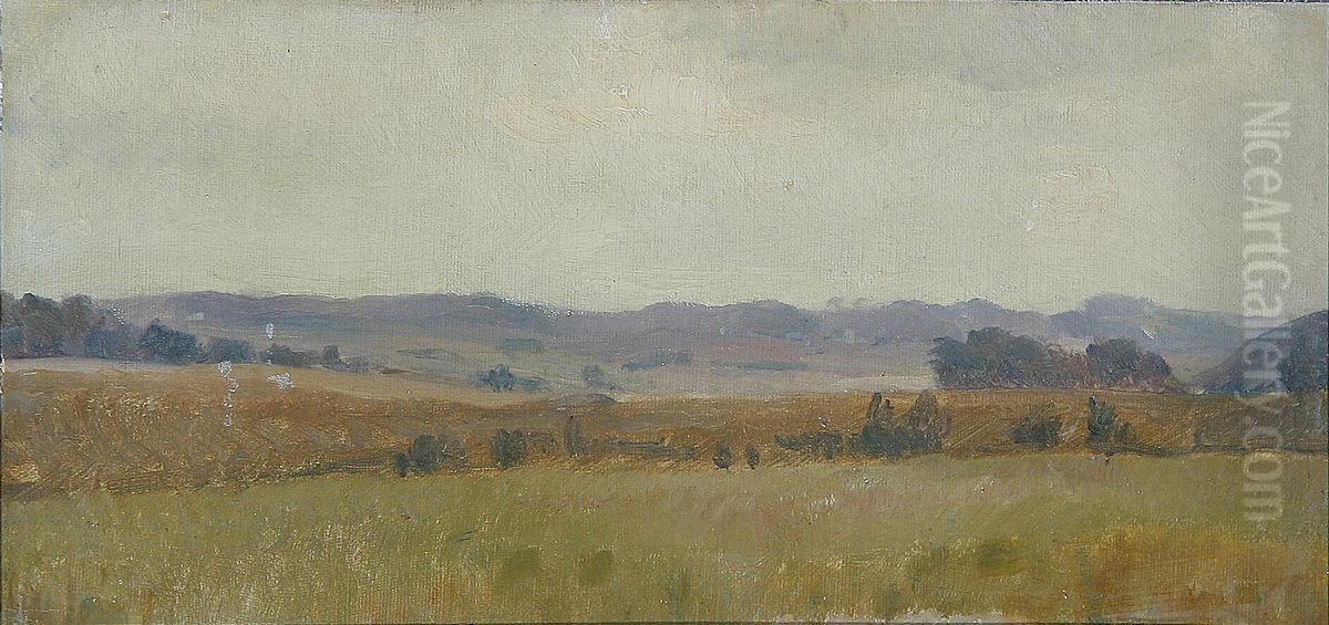 Landscape with hills near Jyderup. Oil Painting by Valdemar Irminger