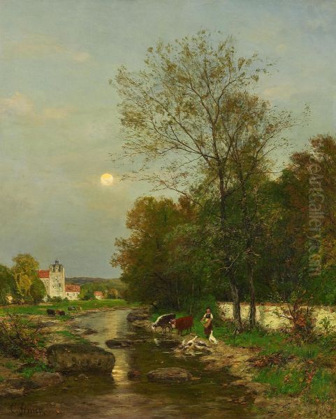 Steam in the Lower Rhine Region Oil Painting by Carl Irmer