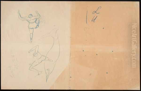 Drawing with a delphin Oil Painting by Stanislaw Ignacy Witkiewicz (Witkacy)