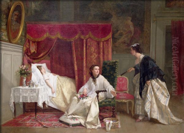 Welcoming The Visitor Oil Painting by Charles-Desire Hue