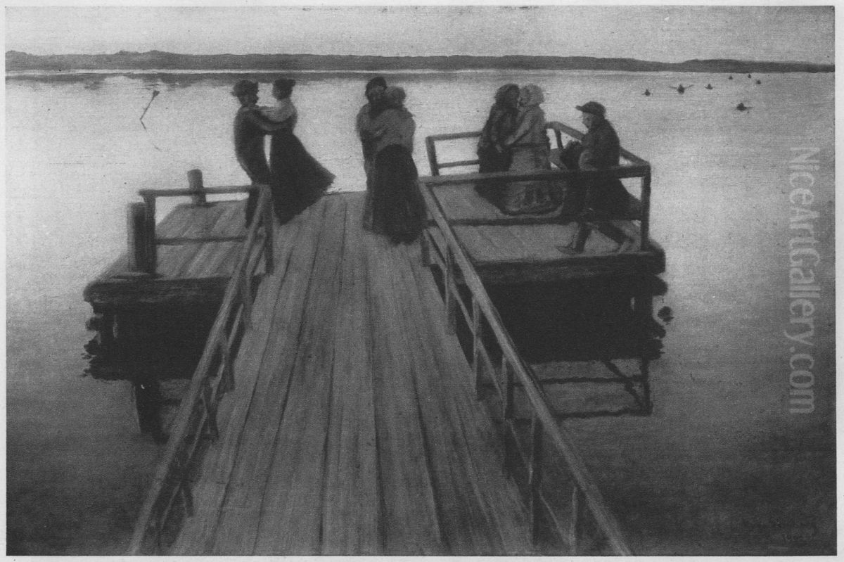 Tanz auf der Landungsbrucke. Oil Painting by Hugo Simberg