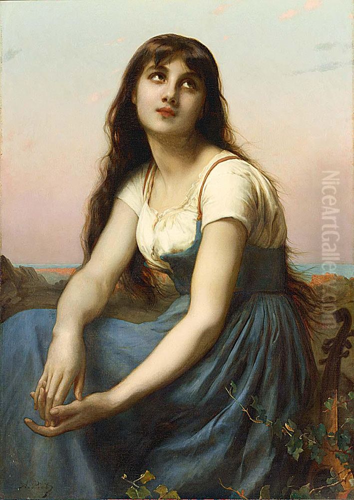 A Young Beauty Oil Painting by Adolphe Piot
