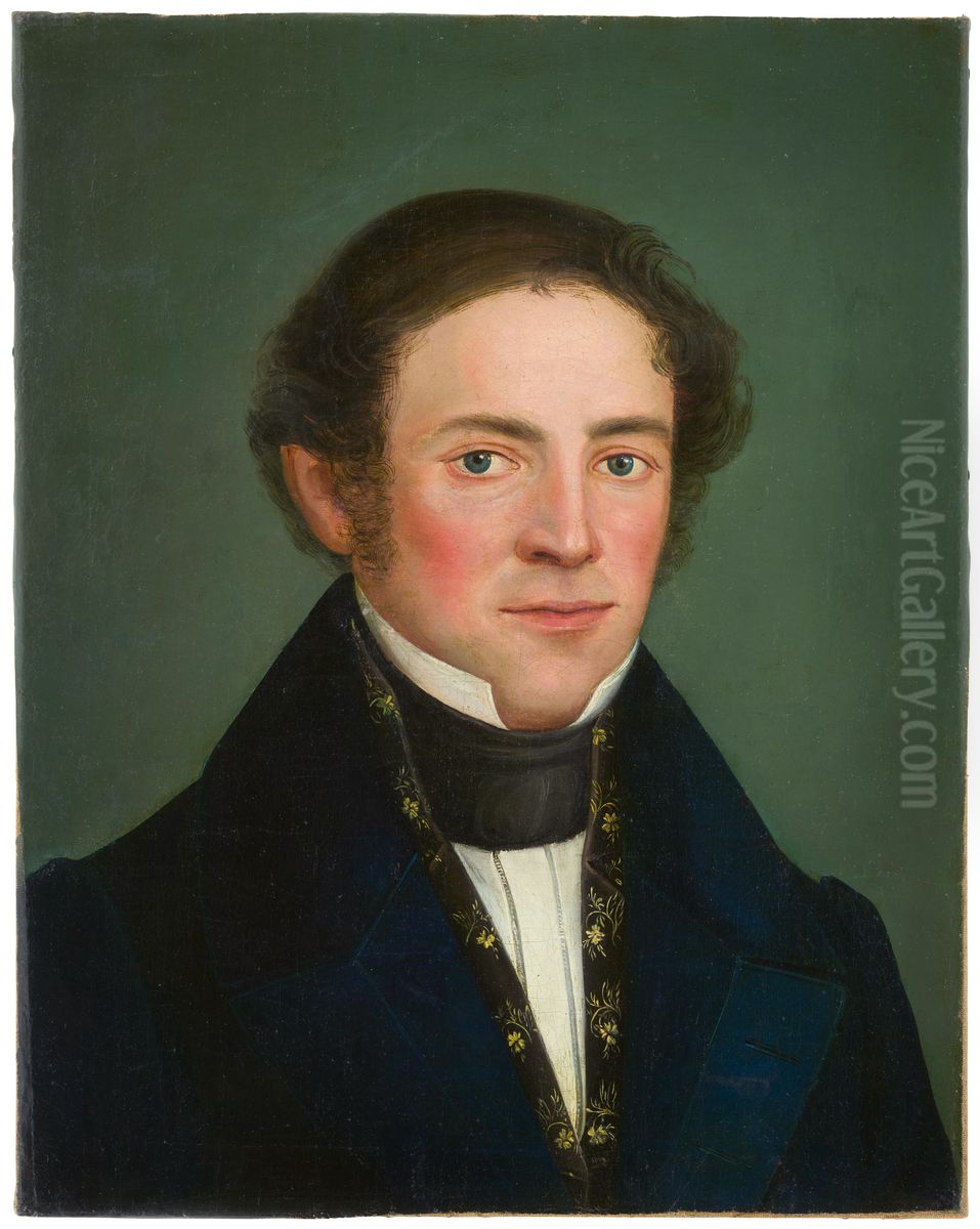 Portrait of a Young Man with Whiskers Oil Painting by Lukas Kirner