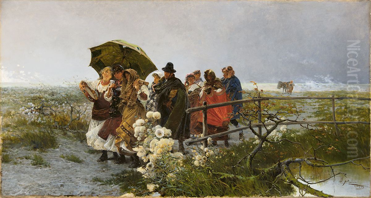 Returning from the festival Oil Painting by Anselmo Guinea