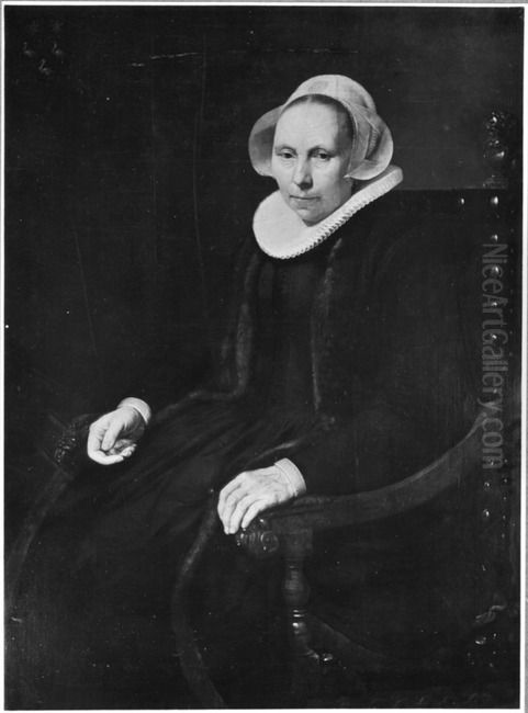 Portrait of Diewer Jacobsdr. van Harencarspel (?-1645) Oil Painting by Nicolaes Eliaszoon Pickenoy