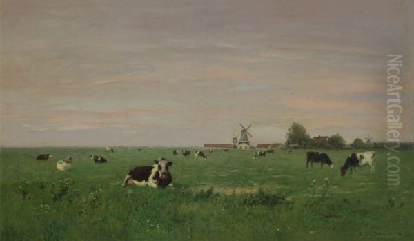 Dutch landscape Oil Painting by Eugen Jettel