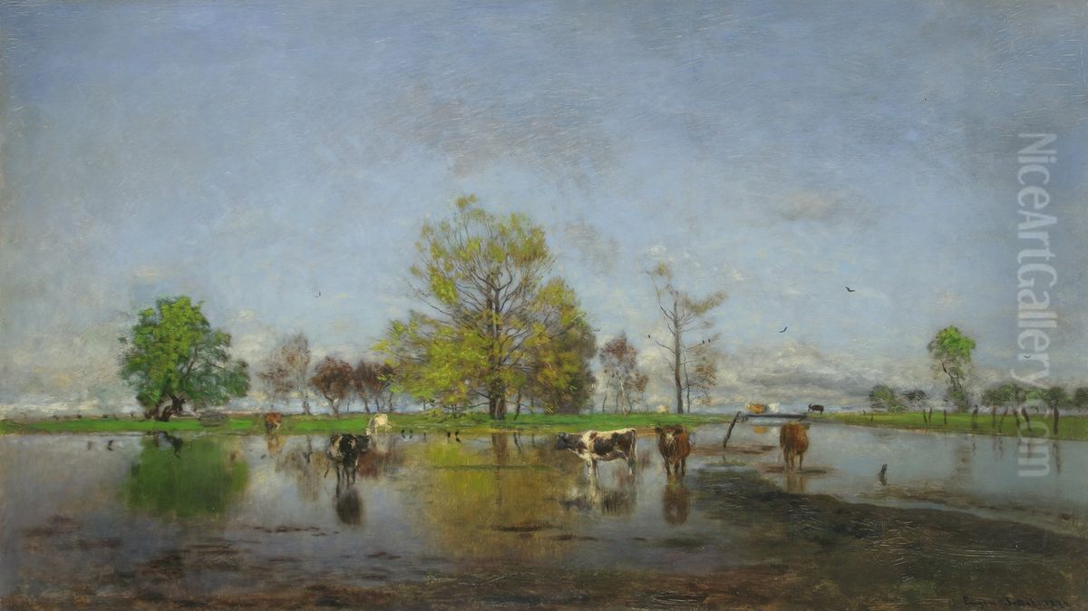 Hollandische Landschaft Oil Painting by Eugen Jettel