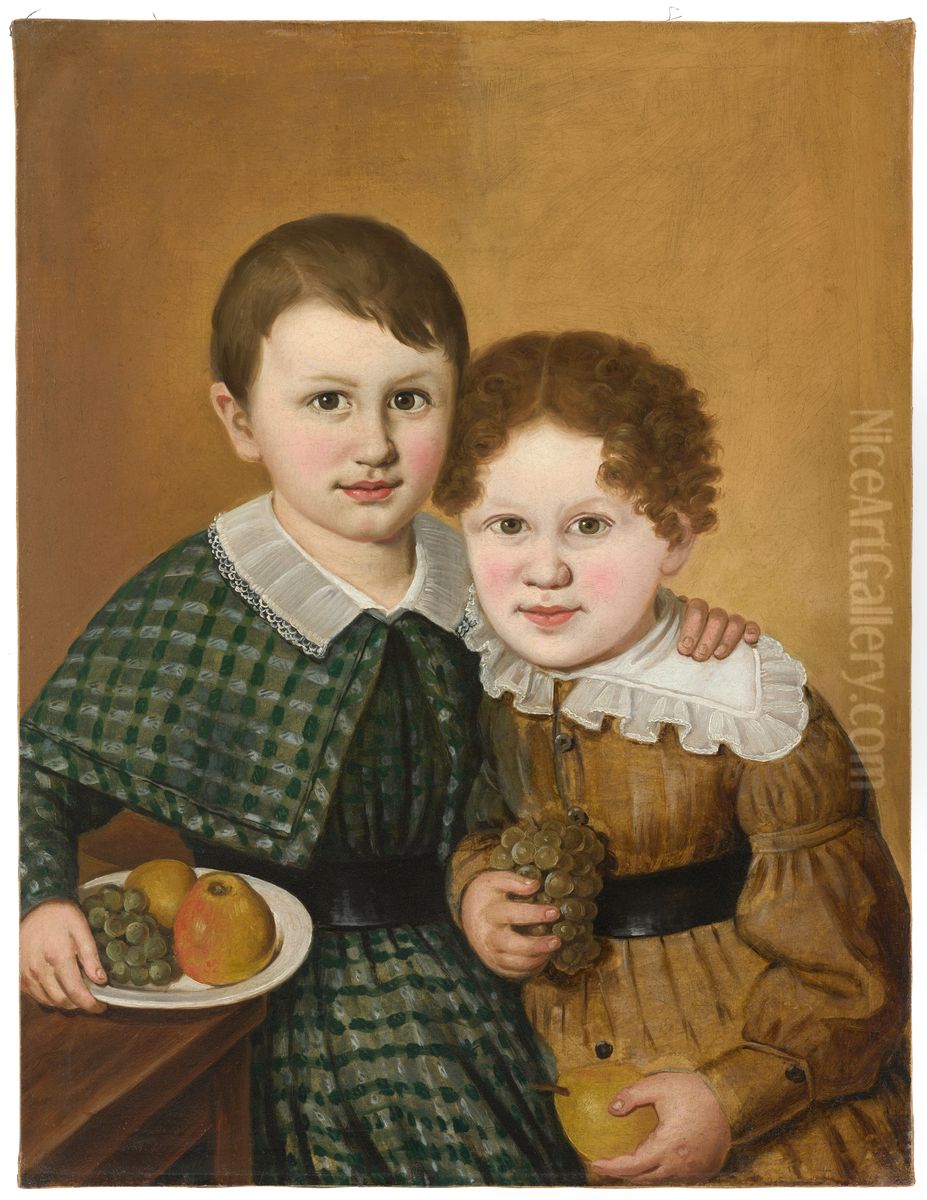 Portrait of Two Children (Two Brothers) Oil Painting by Lukas Kirner