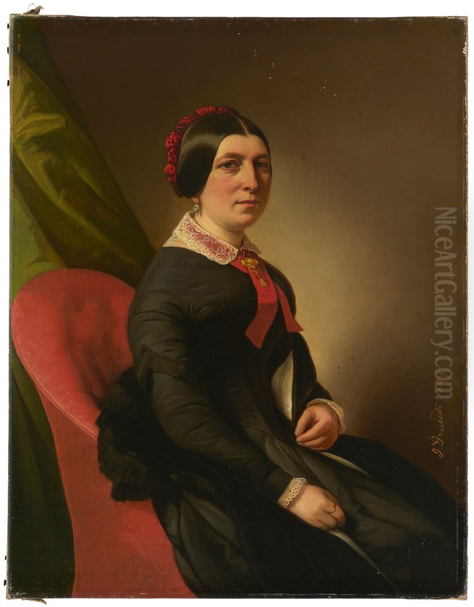Portrait d'une dame assise Oil Painting by Johann Grund