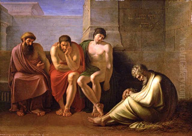 Hiob und seine Freunde. Oil Painting by Eberhard Georg Friedrich von Wachter Hiob und seine Freunde. Oil Painting by Eberhard Georg Friedrich von Wachter