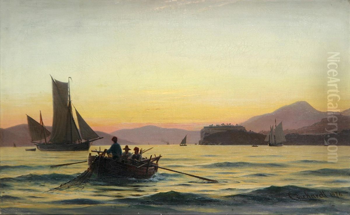 Evening view off Split in Dalmatia. Oil Painting by Christian Eckardt
