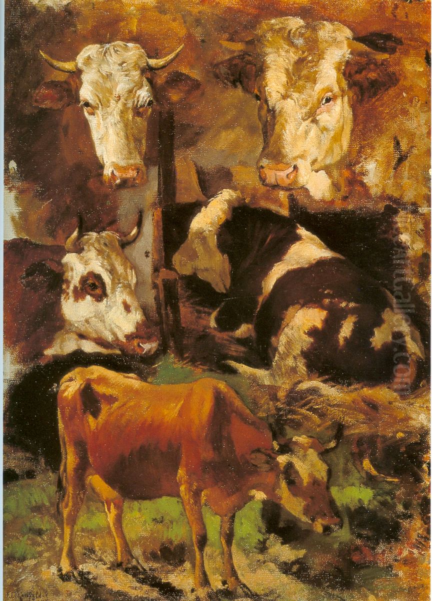 Cows, study Oil Painting by Friedrich Eckenfelder