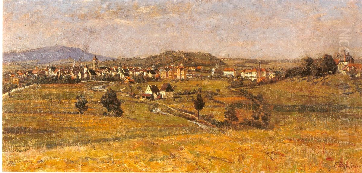 Balingen mit Bebelt, von Norden Oil Painting by Friedrich Eckenfelder