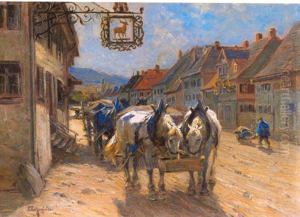 Zwei Gespanne vor dem 