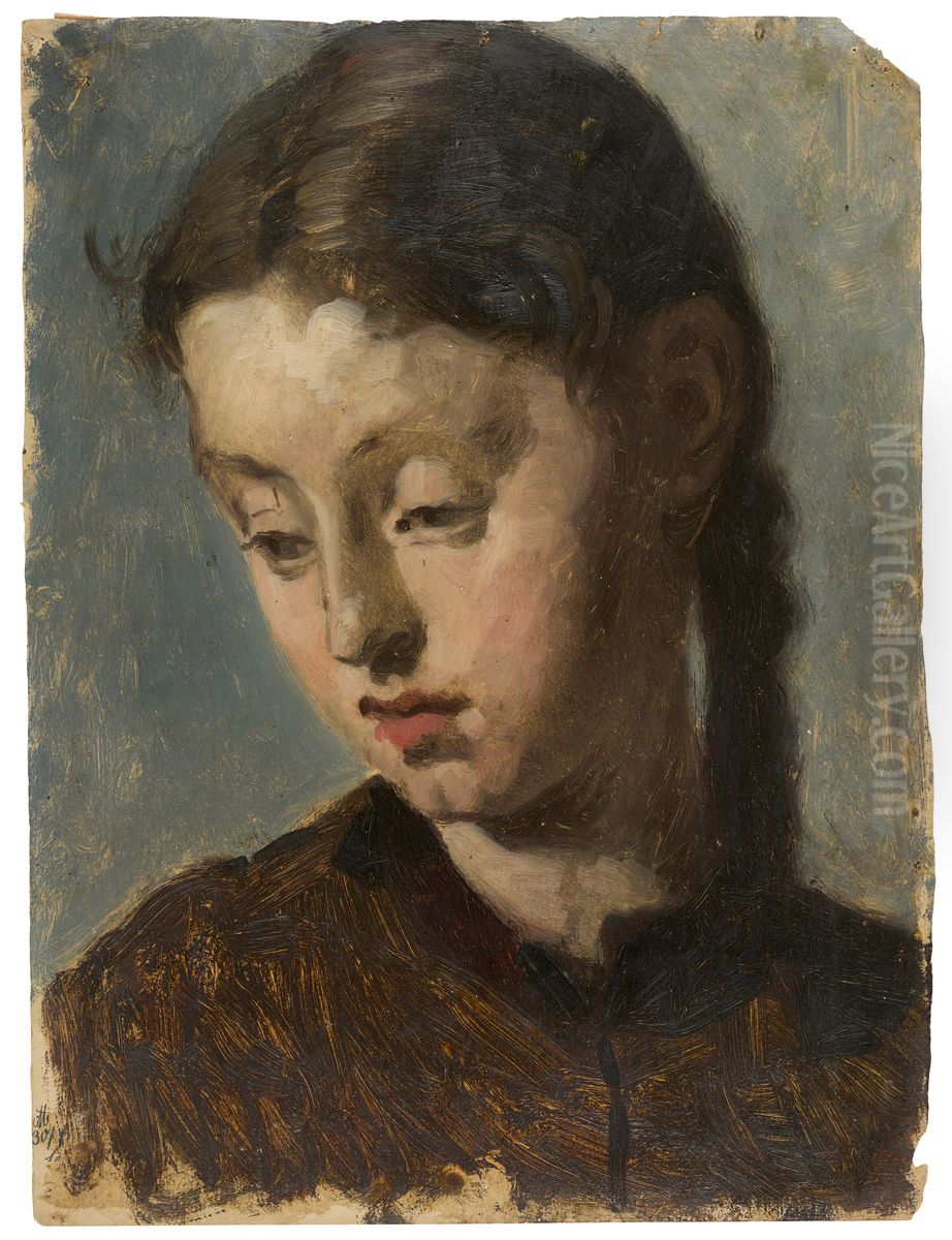 Madchenkopf (Studie) Oil Painting by Julius Uetz