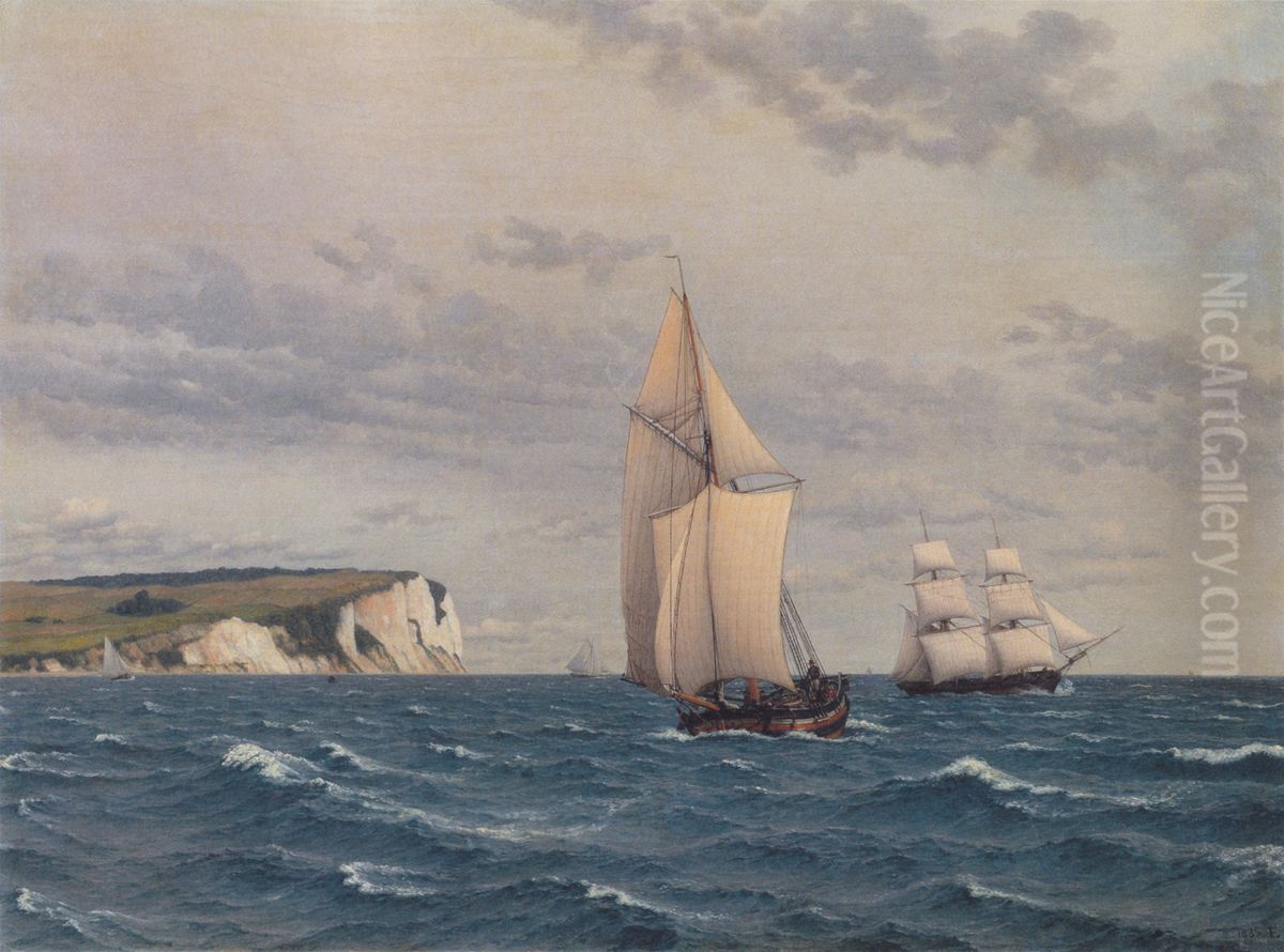 The Southern part of the Cliffs of Mon seen from the Sea. Oil Painting by Christoffer Wilhelm Eckersberg