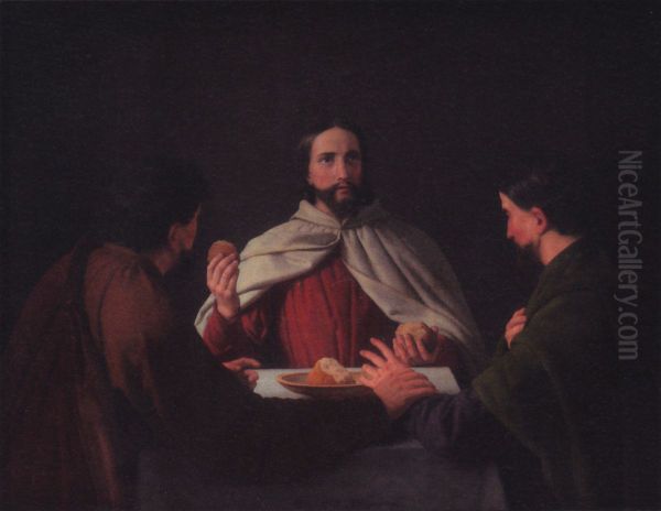 Jesus in Emmaus. Oil Painting by Christoffer Wilhelm Eckersberg