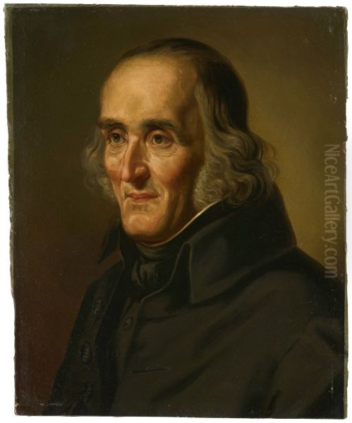 Half-length Portrait of the Dean of the Cathedral, Dr. Johann Baptist von Hirscher Oil Painting by Sebastian Luz