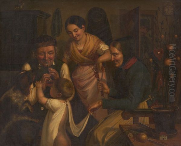 La Saint-Nicolas en Foret-Noire Oil Painting by Johann Baptist Laule