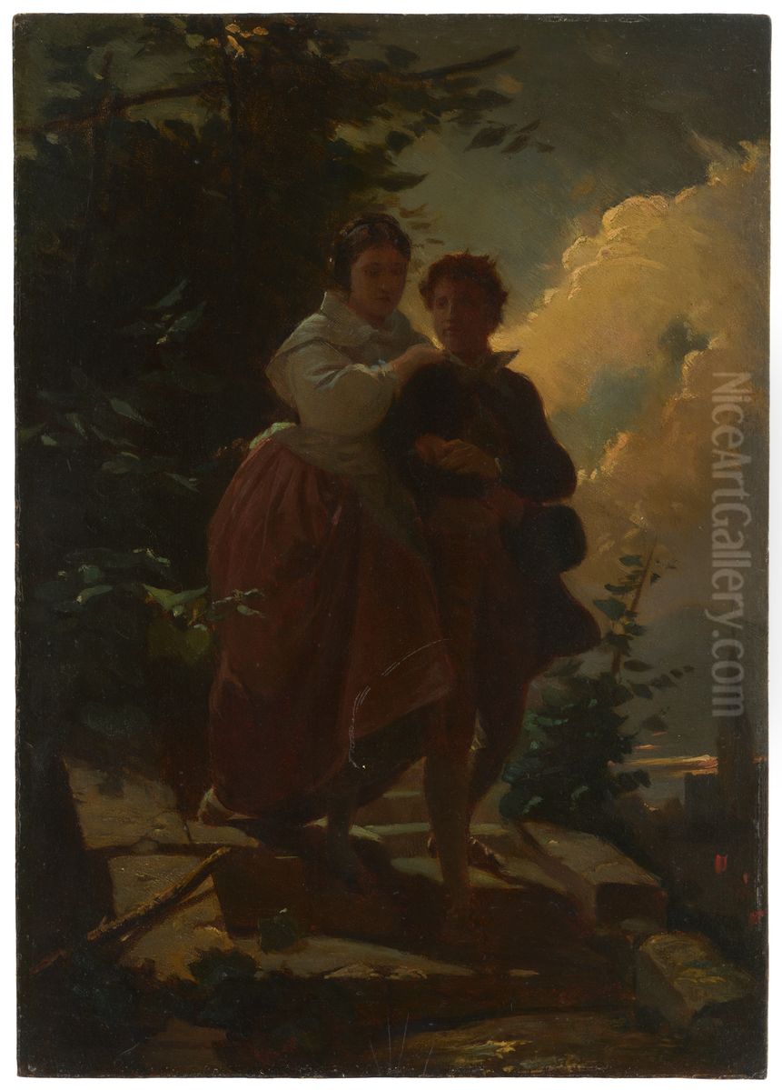 Hermann et Dorothee Oil Painting by Arthur von Ramberg
