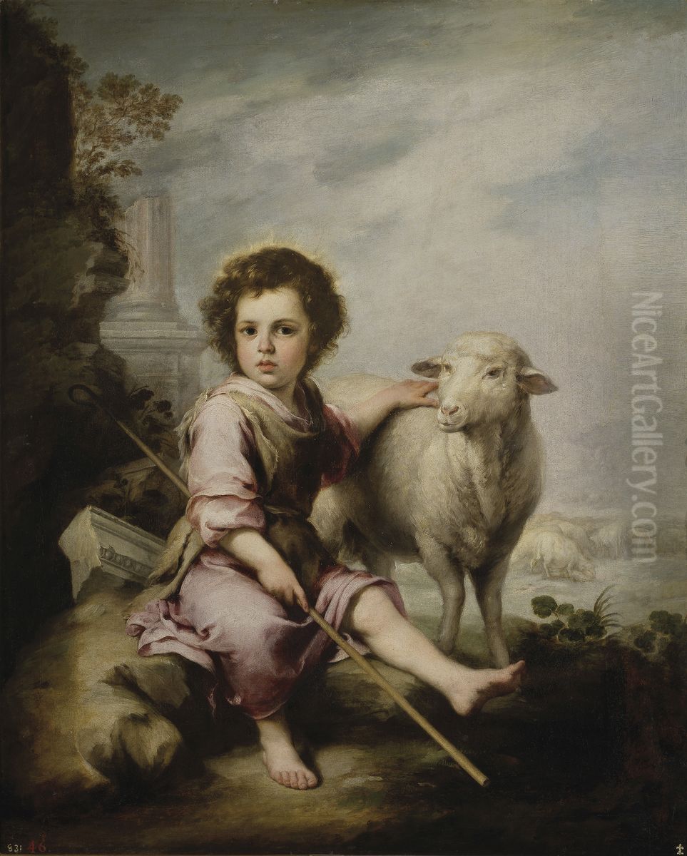 The Good Shepherd Oil Painting by Bartolome Esteban Murillo