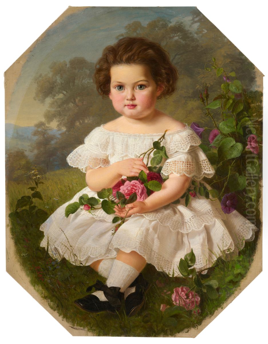 Portrait d'Alexandrine Strube (1859-1920) enfant Oil Painting by Rudolf Epp