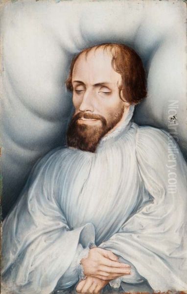 Portrait des Philipp Melanchthon (?) auf dem Totenbett Oil Painting by Lucas Cranach the Elder