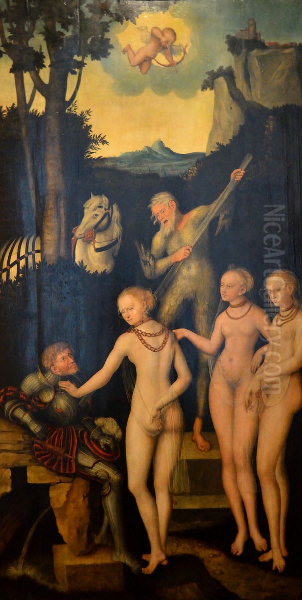 The Judgment of Paris (Elector Joachim II's exemplum panels) Oil Painting by Lucas Cranach the Elder The Judgment of Paris (Elector Joachim II's exemplum panels) Oil Painting by Lucas Cranach the Elder