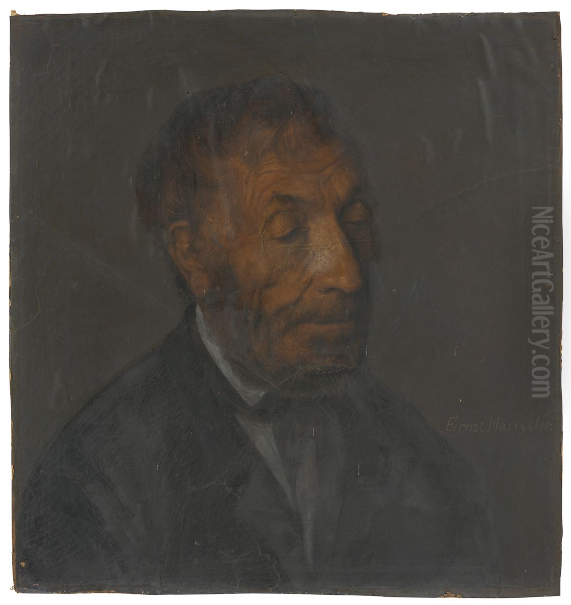 Three-quarter-length Portrait of an Old Man Oil Painting by Ernst Hanssler
