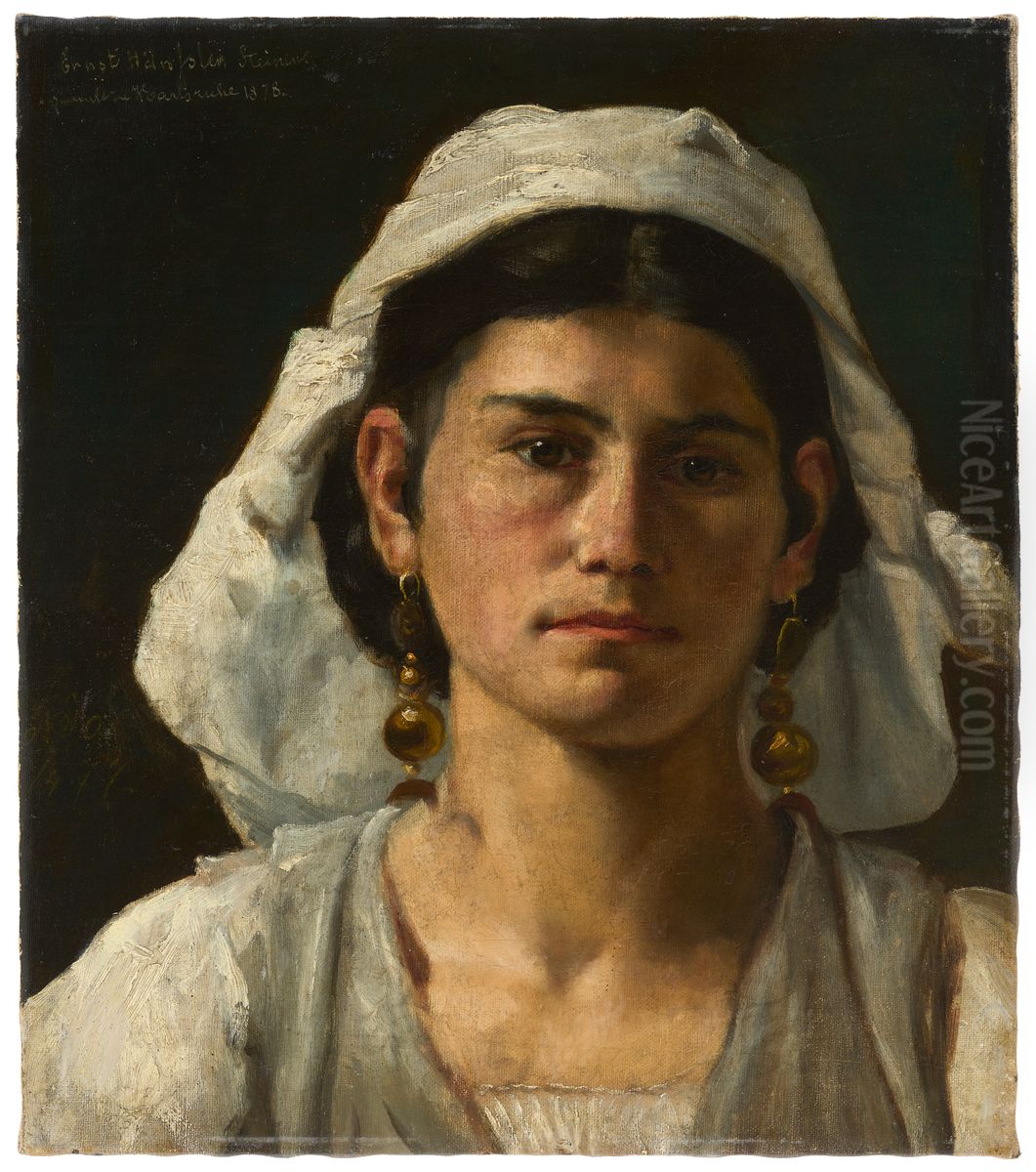 Portrait d'une Italienne Oil Painting by Ernst Hanssler