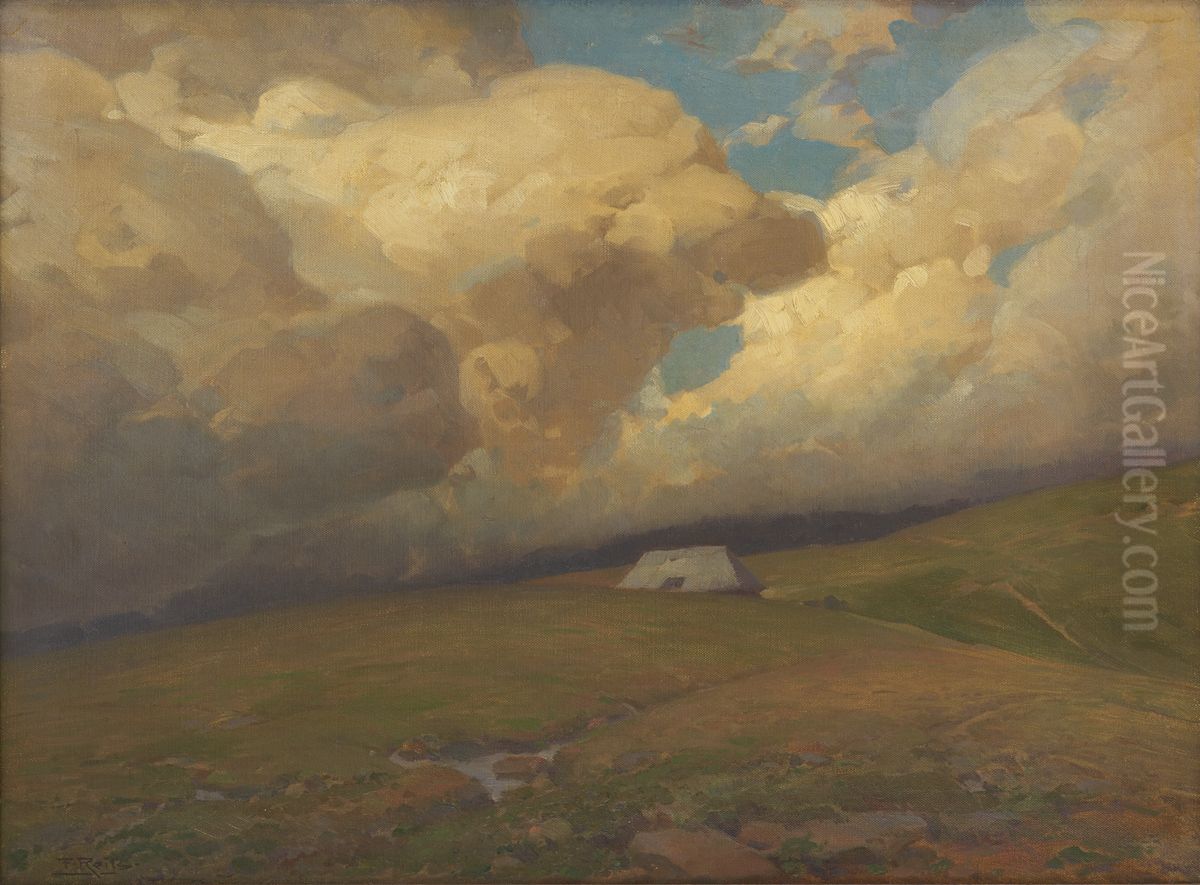 Lonely Black Forest Farm Oil Painting by Fritz Reiss
