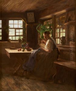 Gutach Girl in a Sitting Room, Sewing