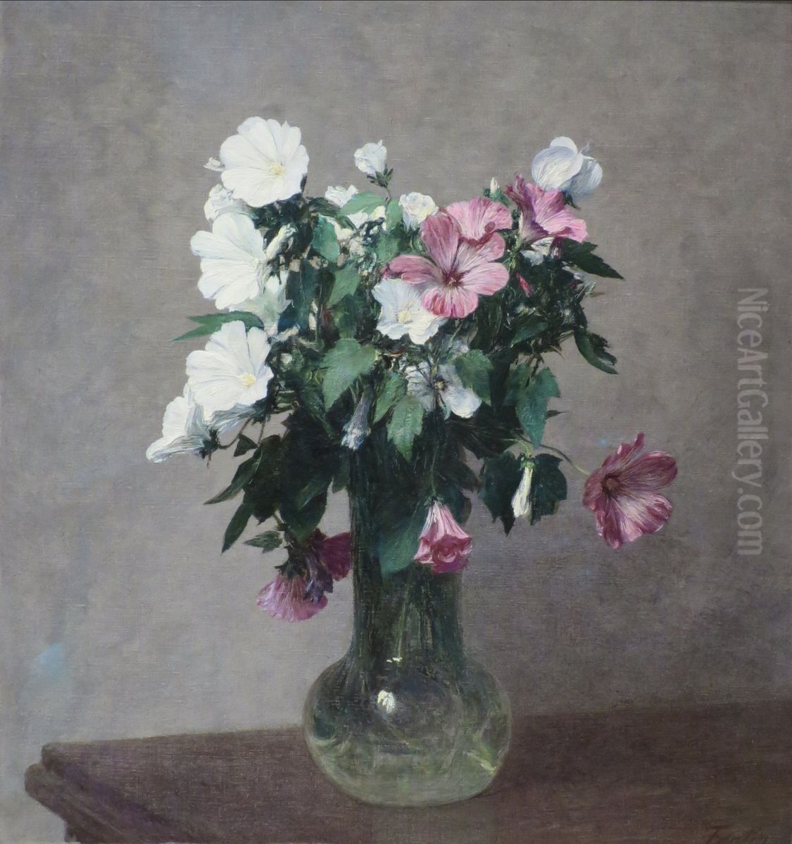 White and Pink Mallows in a Vase Oil Painting by Henri Fantin-Latour