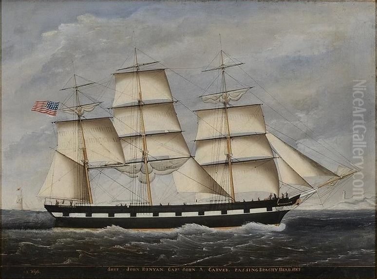Ship 'John Bunyan', Capt. John A. Carver, Passing Beachy Head Oil Painting by Carolus Ludovicus Weyts