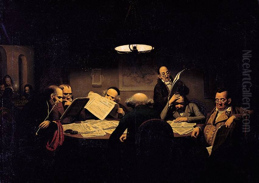 The reading room Oil Painting by Johann Peter Hasenclever