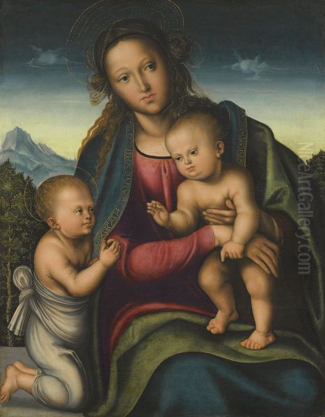 The Virgin and Child with the Infant John Baptist Oil Painting by Lucas Cranach the Elderand workshop