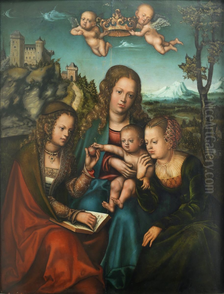 Madonna zwischen zwei weiblichen Heiligen Oil Painting by Lucas Cranach the Elderand workshop
