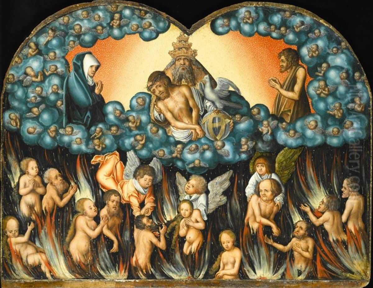 Trinity and purgatory Oil Painting by Lucas Cranach the Elder