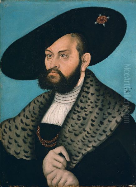 Albrecht von Hohenzollern, Markgraf von Brandenburg-Ansbach, Herzog von Preussen, 1528 Oil Painting by Lucas Cranach the Elder