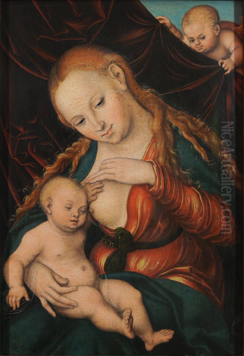 Madonna, dem Christkind die Brust reichend Oil Painting by Lucas Cranach the Elder
