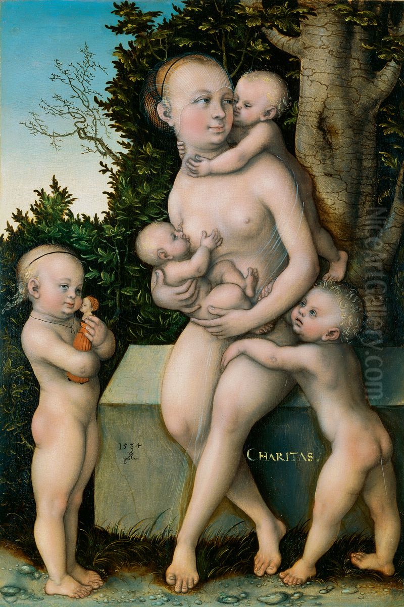 Charity Oil Painting by Lucas Cranach the Elder