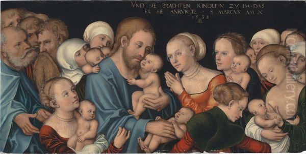 Suffer the Little Children to Come unto Me (Christ blessing the Children) Oil Painting by Lucas Cranach the Elder