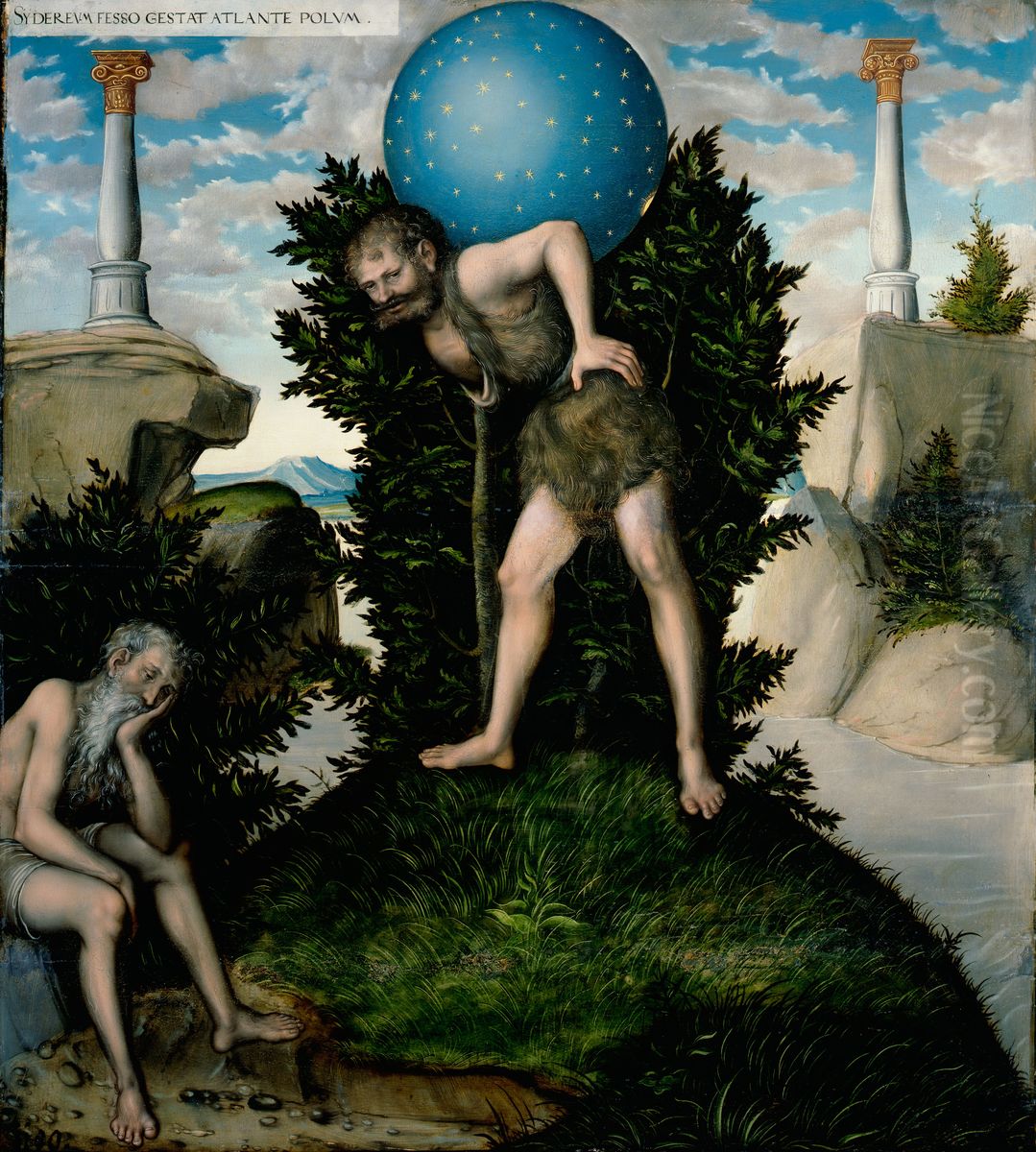 Herkules und Atlas Oil Painting by Lucas Cranach the Elder