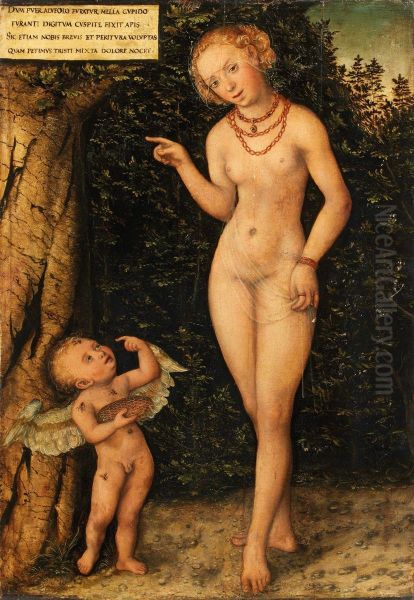 Venus and Cupid as the Honey Thief Oil Painting by Lucas Cranach the Younger
