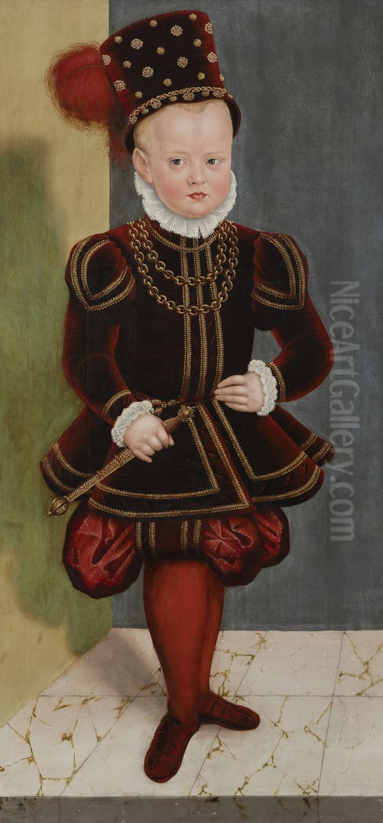 Bildnis des Prinzen Christian I., spateren Kurfursten, als Kind im Alter von 4 Jahren Oil Painting by Lucas The Younger Cranach