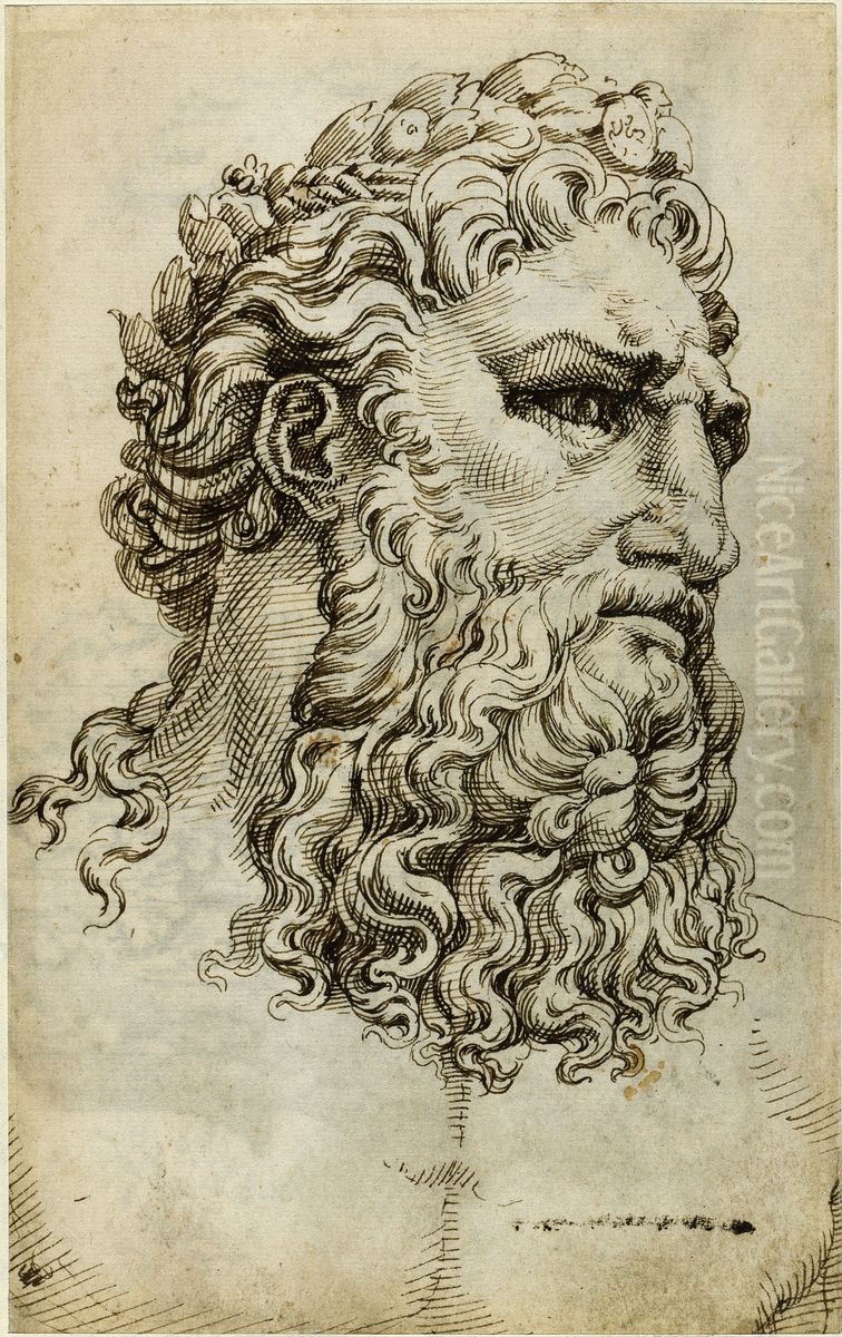 Head of the river god Arno Oil Painting by Maarten Van Heemskerck