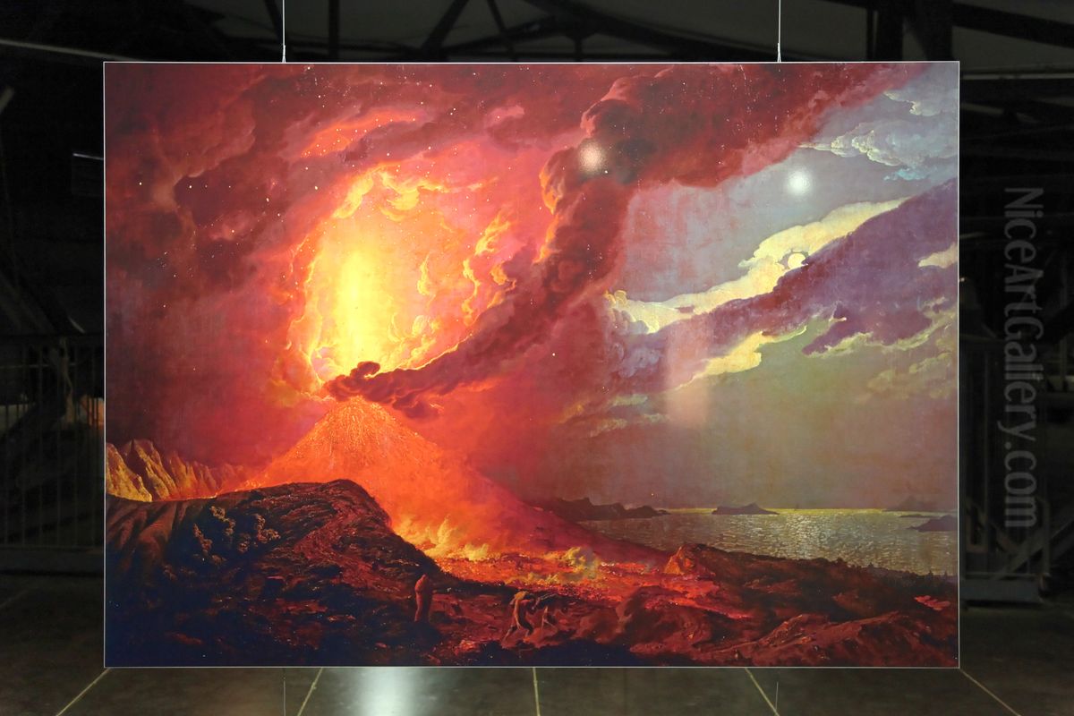 Vesuvius in Eruption, with a View over the Islands in the Bay of Naples Oil Painting by Joseph Wright of Derby