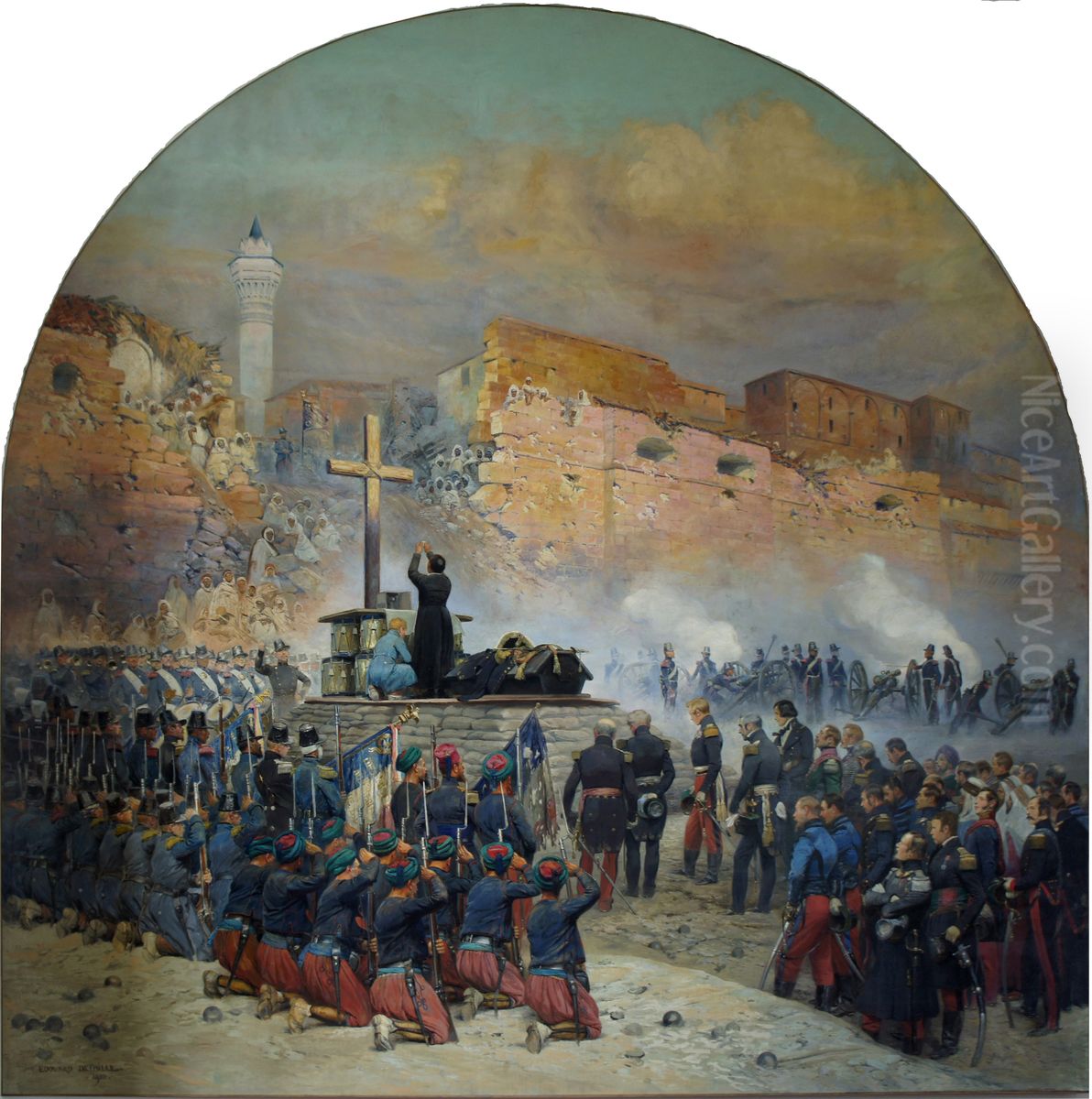 Obseques du General Comte de Damremont devant la breche de Constantine le 18 octobre 1837 Oil Painting by Edouard Detaille