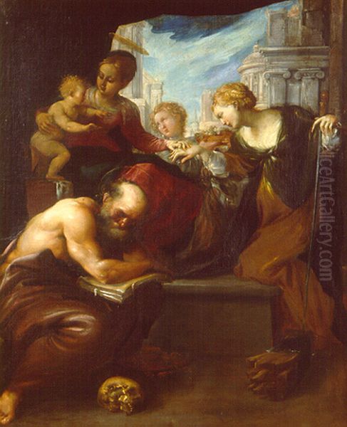 Matrimonio mistico di santa Caterina Oil Painting by Pietro Faccini