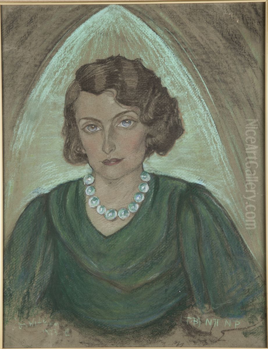 Portrait of Maria Choroszewska in a green dress Oil Painting by Stanislaw Ignacy Witkiewicz (Witkacy)
